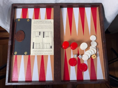 Vintage Fundamentals of Backgammon Game 1973, Boston Bakelite Red Ivory Chips - Image 1 of 4