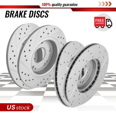 Front Rear Drill Slot Brake Rotor Kit For 2016-2024 Honda Civic LX Sport EX EX-L - Image 1 of 4