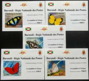 029.BURUNDI 2012 SET/5 IMPERF STAMP M/S BUTTERFLIES OF AFRICA  . MNH - Picture 1 of 1