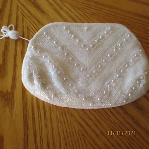 VINTAGE White PURSE White PEARLS Handmade PURSE Bag - Picture 1 of 5