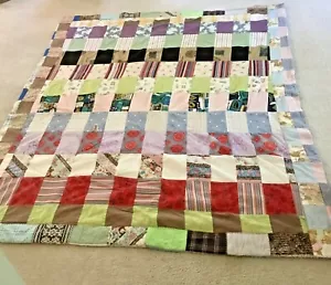 Vintage Handmade Children's HANDMADE patchwork Quilt Denim 70" x 82" - Picture 1 of 8