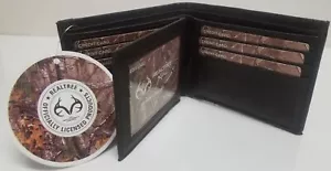 Realtree Camo Canvas and Genuine Brown Leather Bifold Wallet With RFID Blocker - Picture 1 of 8