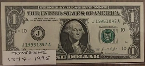 TOMBSTONE NOTE (1847-1995) FANCY SERIAL NUMBER $1 DOLLAR BILL - SERIES 2021 - Picture 1 of 2