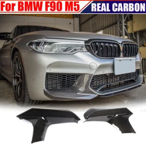 For BMW F90 M5 2018-2019 REAL CARBON Front Bumper Splitters Fins Canards Flaps - Picture 1 of 15