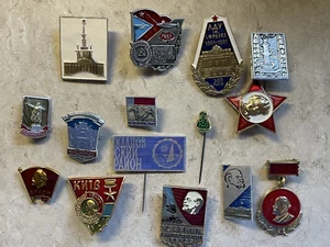 15 Soviet USSR Russian Pins Badges Vtg 1960-1970 Communist Propaganda Lenin   - Picture 1 of 17