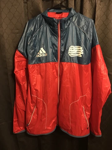 MLS New England Revolution FZ Wind Jacket XXL  Adidas ClimaProof Blue Red Revs Cover