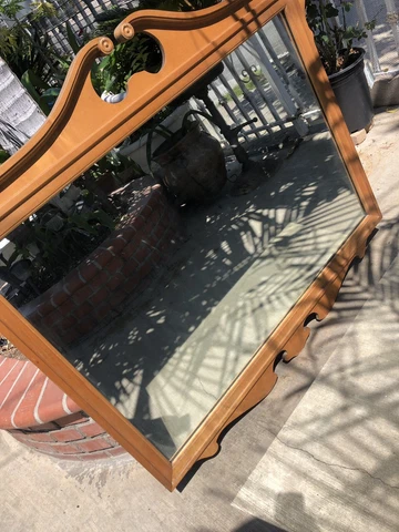 Antique Vintage Ornate Solid Maple Scroll Cut Wood Chippendale Mirror Cover