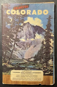 Colorful Colorado 1946 State Highway Road MAP Road and Illustrated MAPS - Picture 1 of 7