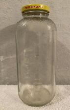 Vintage Embossed Clear Glass 32oz Water Juice Refrigerator Jar w/Yellow Lid