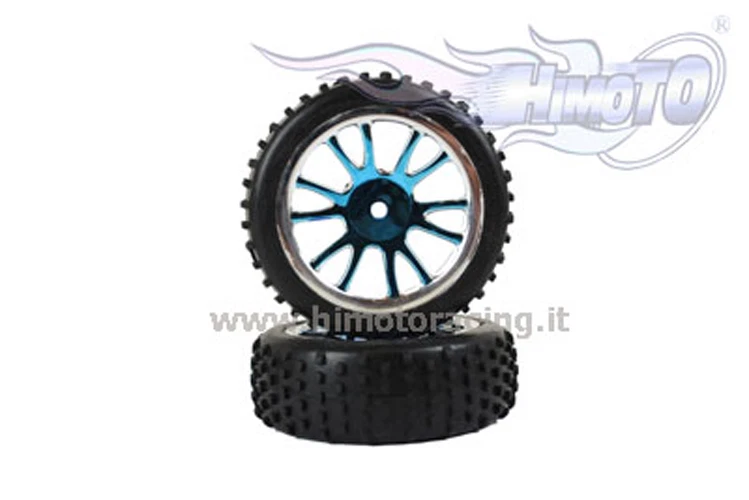 85007PB Ruote complete himoto cromate blu 1/16 buggy off road  - Immagine 1 di 1