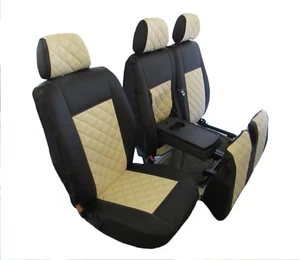 Designed to fit IVECO DAILY after 2015 RHD ECO LEATHER Beige Seat Covers 2+1 - Picture 1 of 4