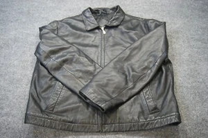 Roundtree & Yorke Jacket Men's Sz 2XL Black Pebbled Leather Quilted Lined Jacket - Picture 1 of 13