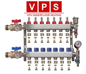 2-12 Zonen Fußbodenheizkrümmer mit Eurocones, Ventilen & Messgeräteoptionen - Bild 1 von 18