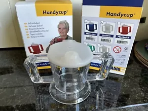 NEW-x2 BOXED-HANDY-LIDDED CUP-2 HANDLES-AIDS TO DAILY LIVING-ADULT / CHILD-ABLE2 - Picture 1 of 3