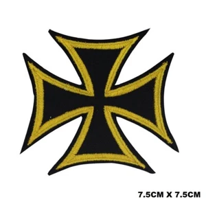 Lote de parche bordado con logotipo de motociclista oro cruzado plancha/costura - Imagen 1 de 1