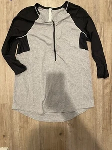 Lululemon Shirt Womens 8 Spin City Gray Black 1/2 Zip 3/4 Sleeve Active Top - Picture 1 of 5