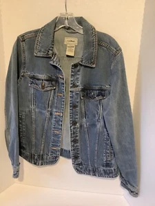 L.L. BEAN Denim Button Down Jean Jacket Unlined Women's Medium M Free shipping - Picture 1 of 4