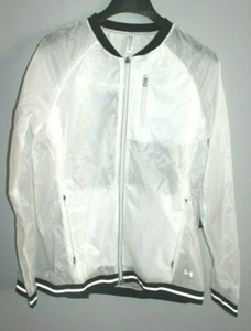 UNDER ARMOUR REFLECTIVE RUNNING WORK OUT JACKET WOMEN WHITE LARGE FITTED - Picture 1 of 7