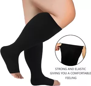 Wide Calf Compression Socks for Women & Men Full Toe for Nurses Running Pregnant - Picture 1 of 11