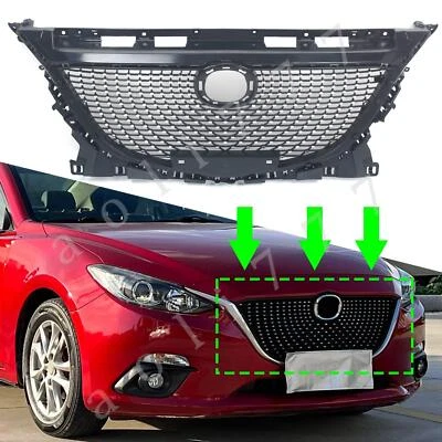 Сетчатая решетка переднего среднего бампера в алмазном стиле для Mazda 3 Axela 2014-2016 - Изображение 1 из 4