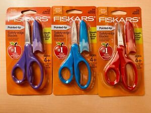Fiskars Pointed Tip Safety Edge Blade Kids 5" Scissors Sheath Eraser - Set of 3