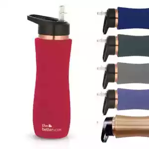 Kupfer Trinkflasche mit Sipper mit Auslaufsicher für Ayurveda Gesundheit Weinrot - Bild 1 von 5
