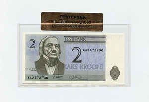 Estonia Estonian 2 Krooni 1992 Series AA Bank Holder UNC Condition ! - Picture 1 of 2