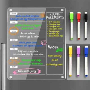 Acrylic Magnetics Weekly Menu Boards And Dry Erase Kitchen Meals Planners New - Picture 1 of 6