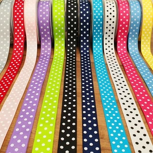 POLKA DOT GROSGRAIN RIBBON 15/25MM Craft Gift Bows Trim Wedding Cake Cut Per 1M - Picture 1 of 13