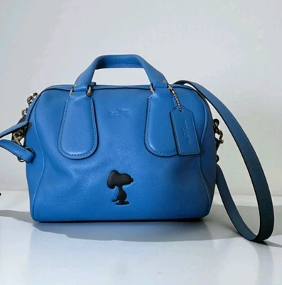 Coach x Peanuts Snoopy Mini Surrey Satchel – Blue Leather Rare 3643 - Image 1 of 4