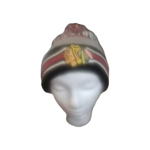 Chicago Blackhawks Beanie Mütze Herren schwarz rot NHL Hockey Puffstrumpf Logo - Bild 1 von 4