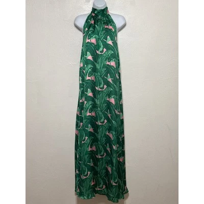 Judith March Halter Maxi Tropical Dress S Summer Wedding Resort Cruise Vacation  - Image 1 of 4