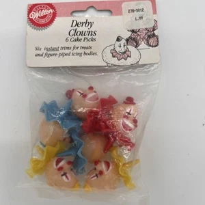 Vintage Wilton Clown Cupcake Toppers Derby Kitsch Circus Red Blue Yellow 6 - Picture 1 of 5
