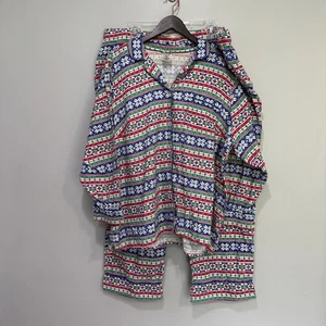 Lands End Flannel Holiday Christmas pajama Top And pants 2X Fair Isle - Picture 1 of 8