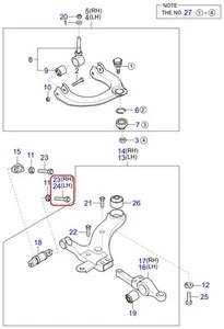 (1) GENUINO HYUNDAI / KIA 54564 38000 PERNO-BRAZO DE CONTROL INFERIOR DELANTERO DERECHO/DERECHO - Imagen 1 de 3