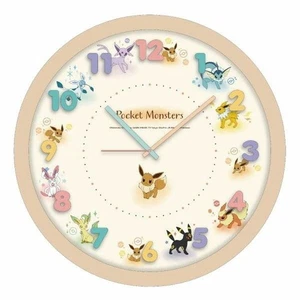 Pokemon Icon Wall Clock Eevee Friends Analog Quiet Continuous beige Brand new - Picture 1 of 1