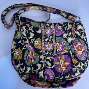 Vera Bradley Clare Suzani Crossbody Shoulder Saddle Bag Dark Floral Quilted - Bild 1 von 5