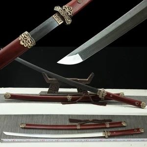 Seltenes japanisches Schwert Samurai Katana geschmiedet Damaststahl Klinge Messingbeschläge - Bild 1 von 16