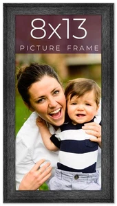 8x13 Frame Black Real Wood Picture Frame Width 1.5 inches | Interior Frame Depth - Picture 1 of 8