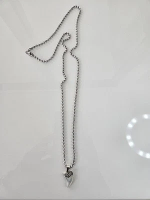 Colmillo Colgante Diamante Negro Y Perla Madre, Collar Corte Luna Plata Esterlina Foto 1 de 4