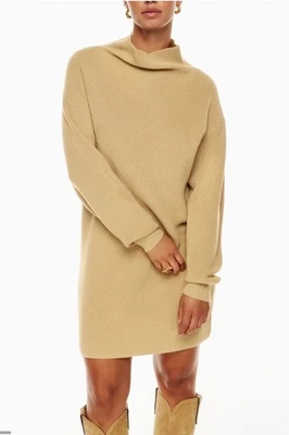 Vestido suéter Aritzia Wilfred Montpellier tamanho M bronzeado túnica de lã merino marrom - Imagem 1 de 4