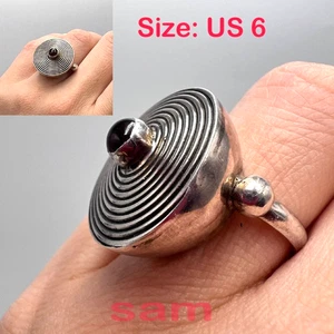 Vintage Ukrainian Sterling Silver 925 Ring Rhodonite Stone Women's Jewelry Size6 - Picture 1 of 9