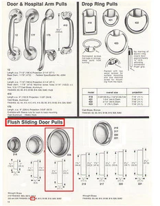 IVES #226B4 FLUSH SLIDING DOOR PULL, SOLID BRASS, SATIN BRASS FINISH (US4) - Picture 1 of 1