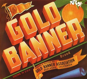 *Original* GOLD BANNER Redlands Flag *XLNT COND* Orange Crate Label NOT A COPY! - Picture 1 of 1