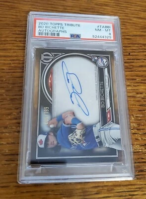 BO BICHETTE -- 2020 TOPPS TRIBUTE AUTOGRAPHS -- PSA NM-MT 8  - Image 1 of 2