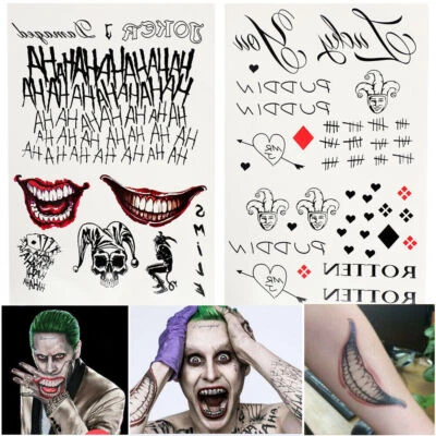 Halloween Batman The Joker Temporary Tattoos Suicide Squad Costume Fancy Dress