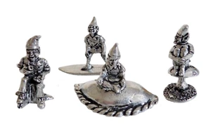 Cornish Pixie Piskey Pewter Ornament Set Of 4 - Hand Made In Cornwall - Picture 1 of 6