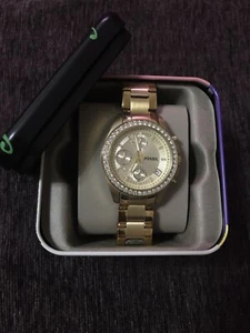 FOSSIL Decker Chronograph Champagne Dial Gold-tone Ladies Watch ES2683 - Picture 1 of 6