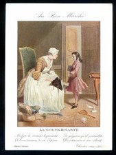 AU BON MARCHE  PARIS  trade card chromo   La gouvernante    Chardin