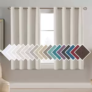 Linen Blackout Curtains 45 Inches Long for Bedroom/Living Room Thermal Insulated - Picture 1 of 13